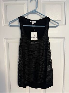 Kookai Black Open-Knit Tank